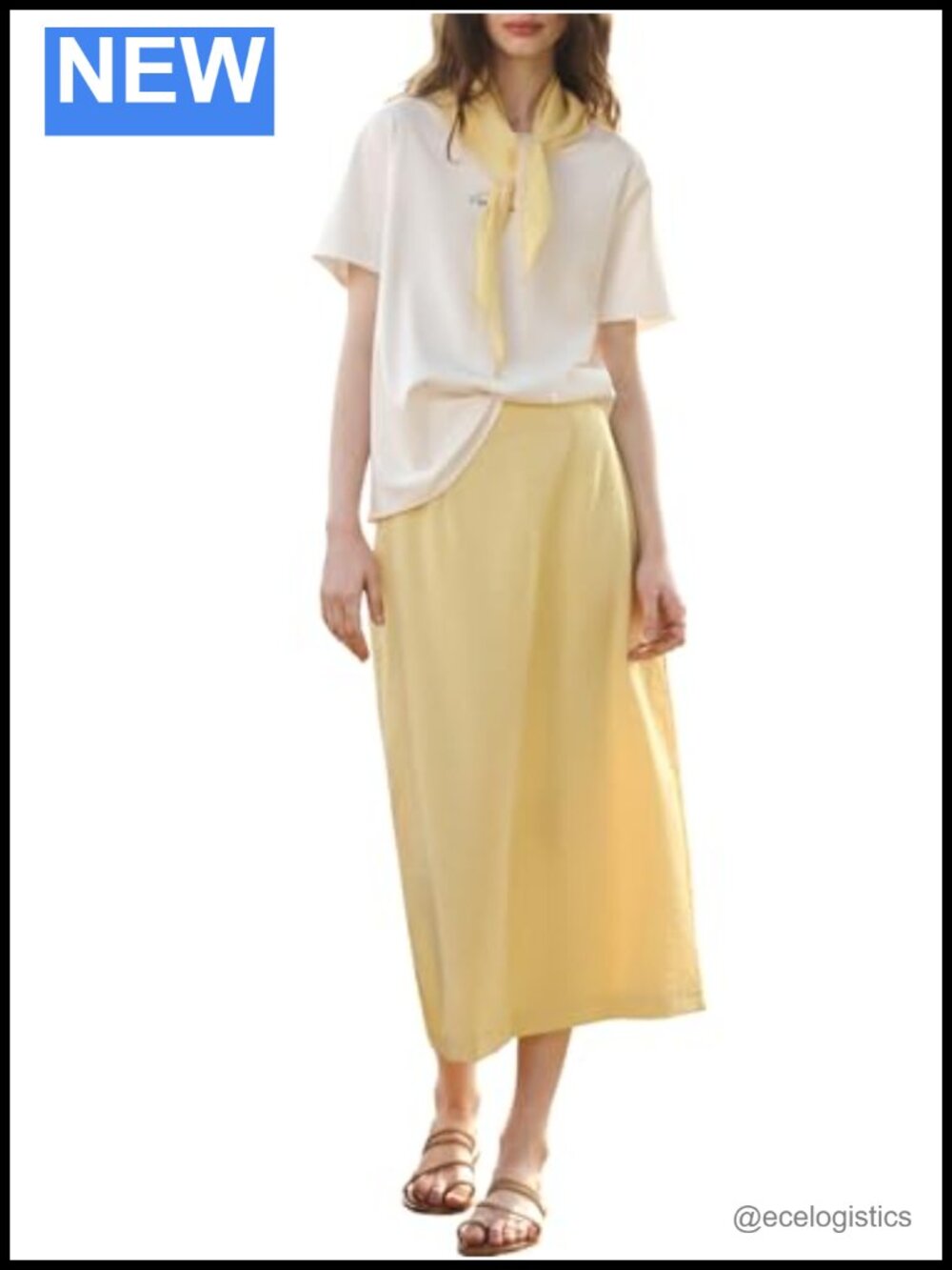 2 Piece Skirt Set with Scarf Printed Tee & Elastic Waist